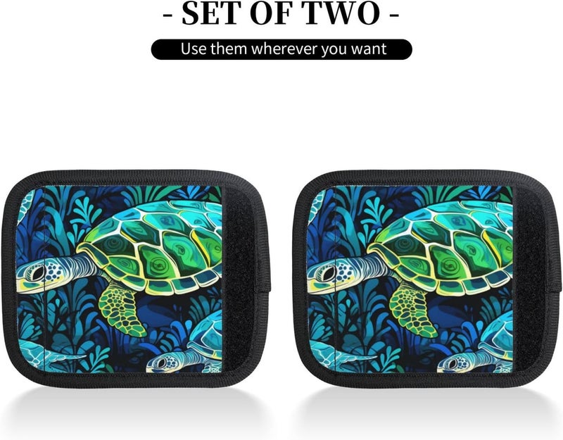 YPPAHHHH Luggage Handle Wraps Sea Turtles Ocean Tortoise Luggage Identifiers Soft Neoprene Luggage Handle Wraps For Suitcase Trolley Handle Grip Cover 2 Pack Luggage Tags - Image 2